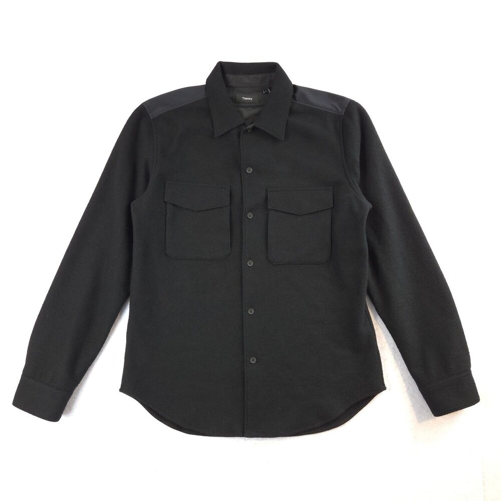 Theory Wool Jac Shirt Black S Mory Rossland Shacket Minimalist Gorpcore Utility